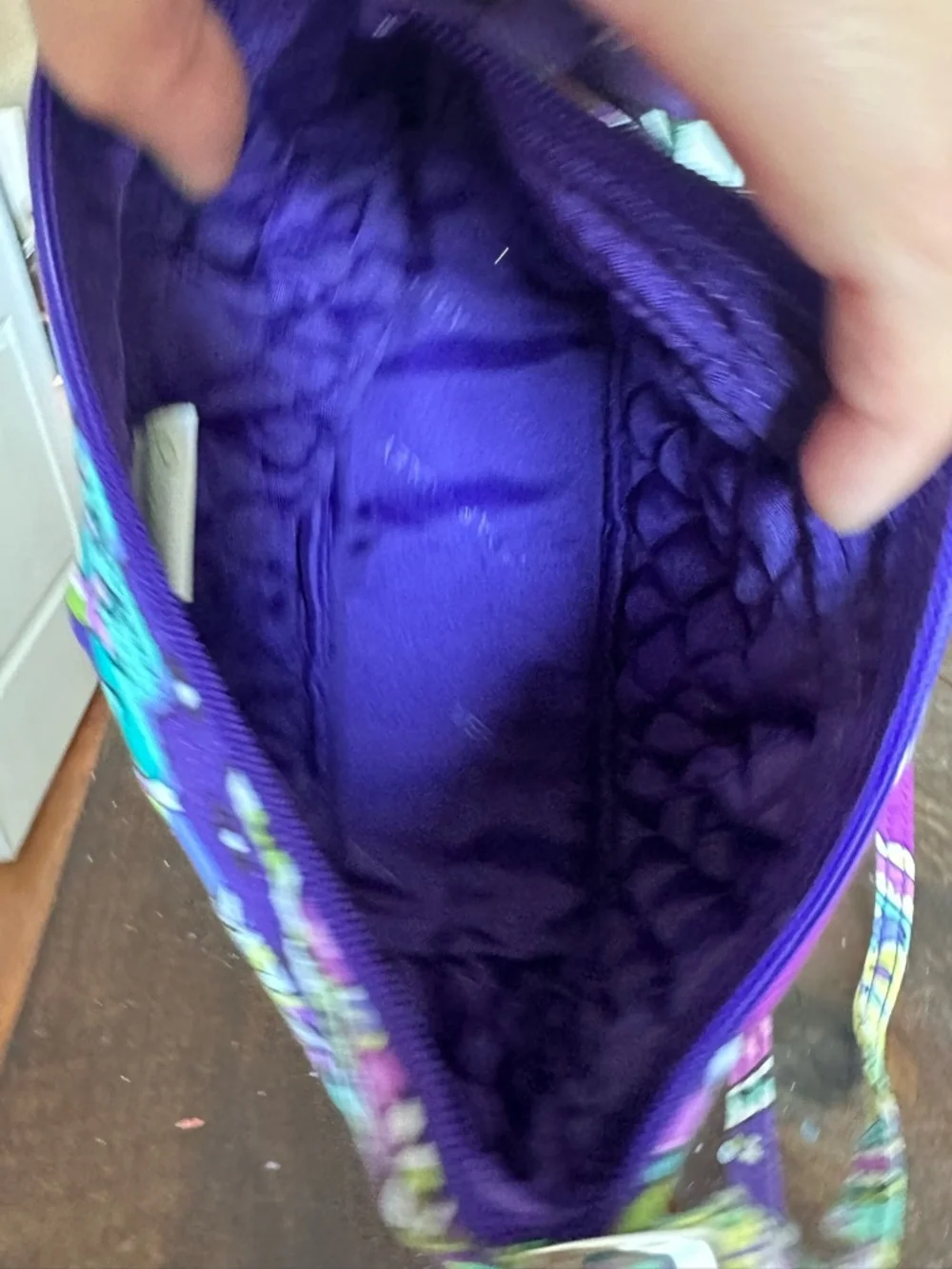 Vera Bradley Purple Paisley Quilted Crossbody with Teal Accents - Picture 5 of 6